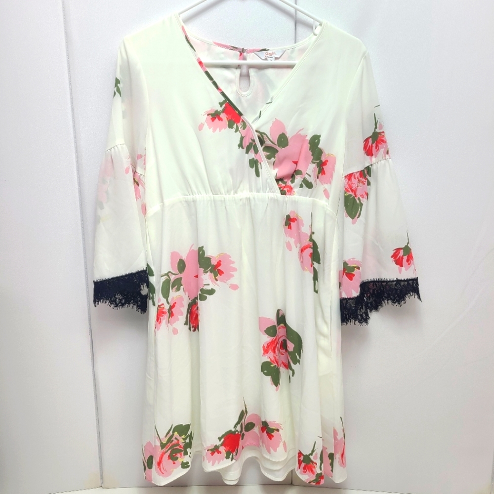 Candies pink floral boho dress size Large